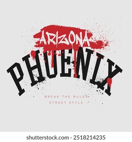 Vintage typography and graffiti college varsity Phoneiz - Arizona slogan print for graphic tee t shirt or sweatshirt - Vector