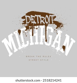 Vintage tipografia e graffiti faculdade versity Michigan - Detroit slogan print para t-shirt gráfica ou moletom - Vetor