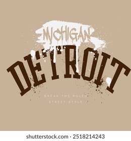 Vintage typography and graffiti college varsity Michigan - Detroit slogan print for graphic tee t shirt or sweatshirt - Vector