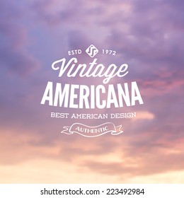 Vintage typography label. Vector blurry background. 