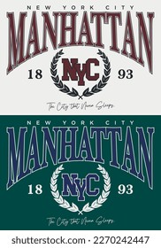 Vintage typography retro college varsity manhattan new york slogan print for graphic tee t shirt or sweatshirt - Vector - Shutterstock ID 2270242447