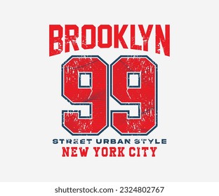 Vintage typography retro college varsity brooklyn new york slogan print in grunge style for streetwear and urban style t-shirt design, hoodies, etc