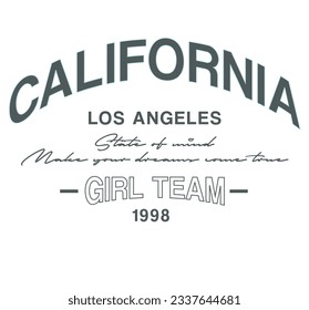 Vintage typography retro college varsity Los Angeles, California slogan print for graphic tee t shirt or sweatshirt - Vector