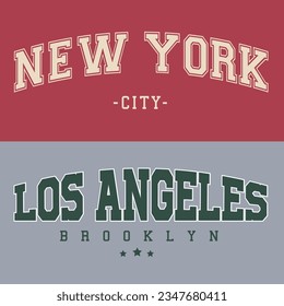 Vintage typography retro college varsity New York slogan print for graphic tee t shirt or sweatshirt - Vector