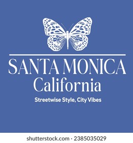 Vintage typography retro college varsity Santa Monica, California slogan print for graphic tee t shirt or sweatshirt - Vector