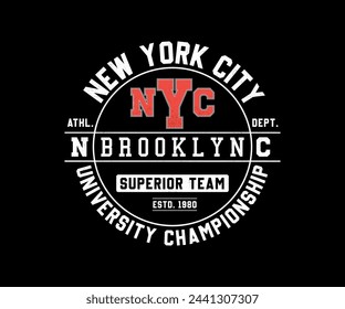 Vintage typography retro college varsity New York City University Championship Brooklyn athletic league championship slogan. New York sports wear typography emblems, Creative print stamps, Vector.