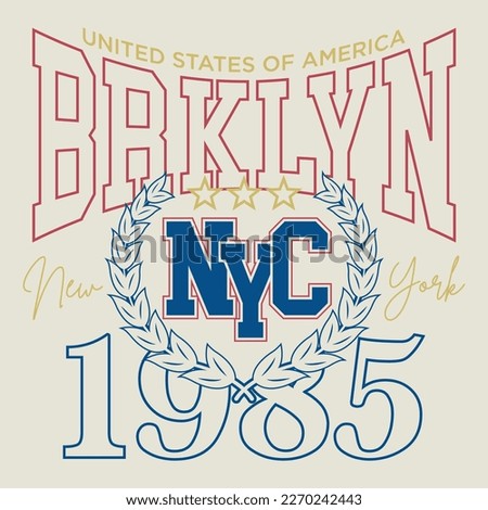 Vintage typography retro college varsity brooklyn new york slogan print for graphic tee t shirt or sweatshirt - Vector