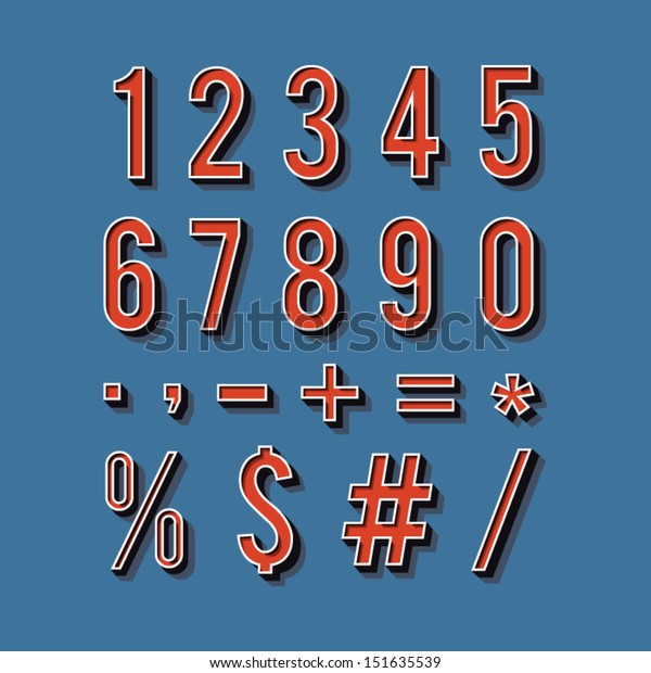 Vintage Typography Set Retro Numbers Symbols Stock Vector Royalty