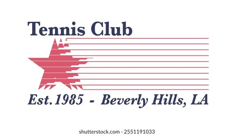 Vintage typography sporty USA athletic club slogan print with gradient motion effect star illustration for graphic embroidery tee t shirt or poster sticker - Vector 