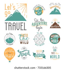 Vintage typography travel motivation badge nature adventure vector adventure emblem illustration