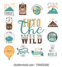 Vintage typography travel motivation badge nature adventure vector adventure emblem illustration