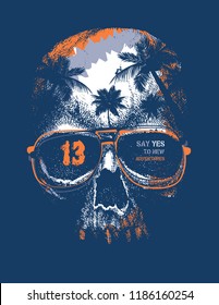 Vintage typography t-shirt graphics with skull, vector illustration.