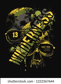 Vintage typography t-shirt graphics with skull, vector illustration.