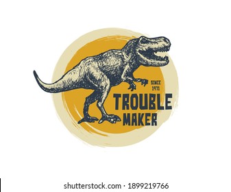 Vintage typography t-shirt graphics with trex face, vector illustration.