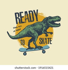 Vintage typography t-shirt graphics with trex, vector illustration.