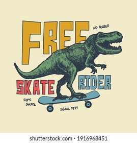 Vintage typography t-shirt graphics with trex, vector illustration.