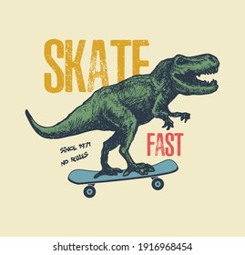 Vintage typography t-shirt graphics with trex, vector illustration.