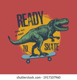 Vintage typography t-shirt graphics with trex, vector illustration