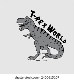 Vintage typography t-shirt graphics with trex, vector illustration.trex world slogan