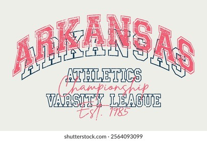 Vintage typography varsity america arkansas state athletics college league slogan print for retro graphic tee t shirt or sweatshirt hoodie - Vector