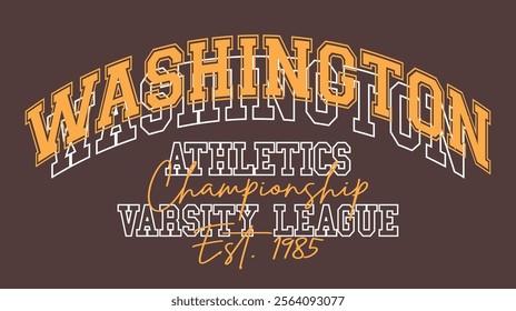 Vintage typography varsity america washington state athletics college league slogan print for retro graphic tee t shirt or sweatshirt hoodie - Vector