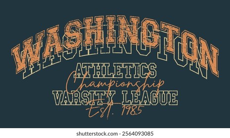 Vintage typography varsity america washington state athletics college league slogan print for retro graphic tee t shirt or sweatshirt hoodie - Vector