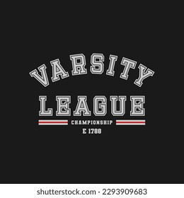 Vintage typography varsity college slogan text print for graphic tee t shirt or sweatshirt - Vector