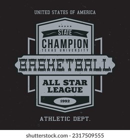Vintage typography varsity college slogan text print for graphic tee t shirt or sweatshirt - Vector