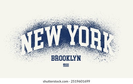 Vintage typography varsity college united states of america slogan print with graffiti spray effect and american flag for graphic tee t shirt or sweatshirt hoodie - Vector