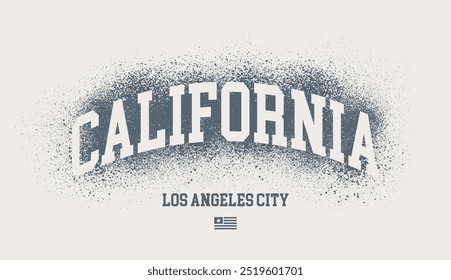 Vintage typography varsity college United States of America slogan print com efeito de spray de grafite e bandeira americana para camiseta de t-shirt gráfica ou moletom capuz - Vetor