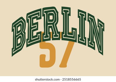 Vintage typography varsity europe city slogan print with retro font number for graphic tee t shirt or sweatshirt hoodie - Vector