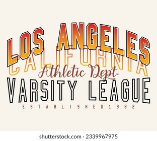 Vintage typography varsity League  Los Angeles slogan text print for graphic tee t shirt or sweatshirt - Vector