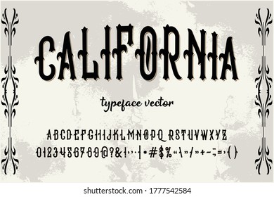 vectores vintage de tipografía, fondo gris y blanco, fuente vintage, alfabeto vector, letras y números