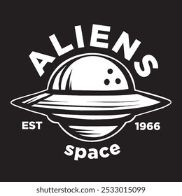 Vintage ufo illustration for patch, logo and apparel design needs