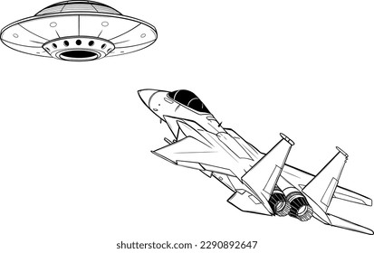 Concepto de nave espacial de OVNI vintage en ilustración vectorial aislada de estilo monocromo