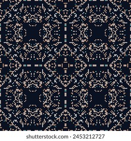 Vintage ukrainian pattern. Palestinian colored carpet. Rich ornament for fabric design, handmade, interior decoration, textiles. Brown background.