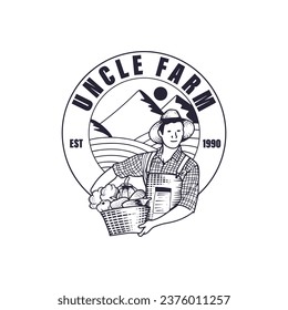 vintage uncle farm logo vector