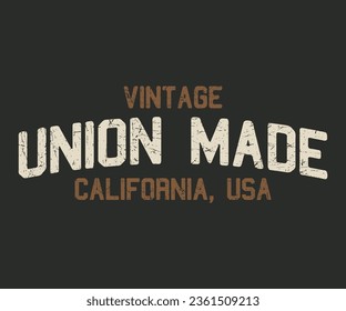 Vintage Union Made California Editable print with grunge effect for graphic tee t shirt or sweatshirt - Vector 