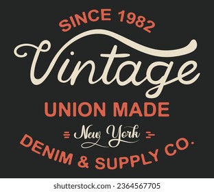 Sindicato Vintage Fabricó Denim Supply co. Editable para camiseta gráfica o sudadera - Vector