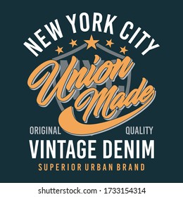 Vintage union made typography, new york city, vector