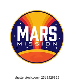 Vintage unique Mars space exploration patch Logo design, vector illustration