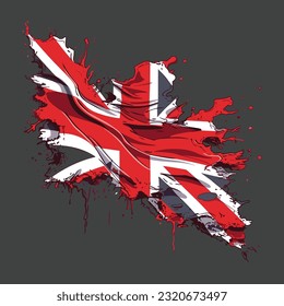 Vintage United Kingdom Flag Street Art Style T-shirt Desaign