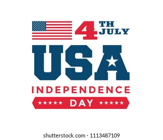 Vintage United States Of America 4th July Independence Day Logo Badge Illustration