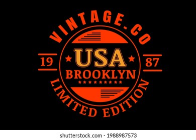 vintage united states america brooklyn color orange and yellow
