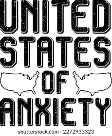 Vintage United States Of Anxiety American Us Flag T-shirt