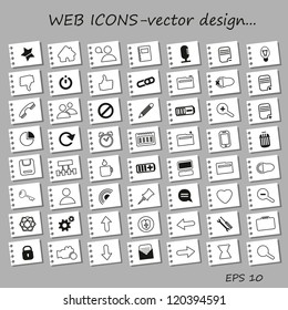Vintage Universal Icons For Web, Internet and Mobile On Paper Background - Vector illustration