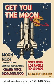 Vintage universe posters assortment with text traveller in space flying shuttles man abduction by unidentified flying object on cosmic backgrounds vector illustration