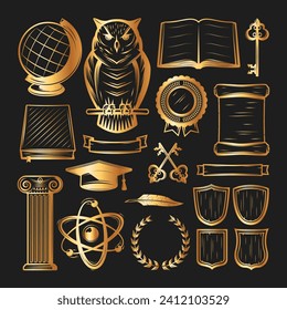 La universidad vintage y los elementos de la academia están en juego. Ilustración del vector