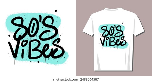 Vintage urban style grunge drawing. Graffiti tagging of 80s vibes. Every element is isolated. Editable unisex design print for clothes, music festival, retro party idea. Old nostalgia about 1980s.