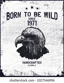 tipografía urbana vintage con cabeza de águila, gráficos de camisetas, ilustración vectorial